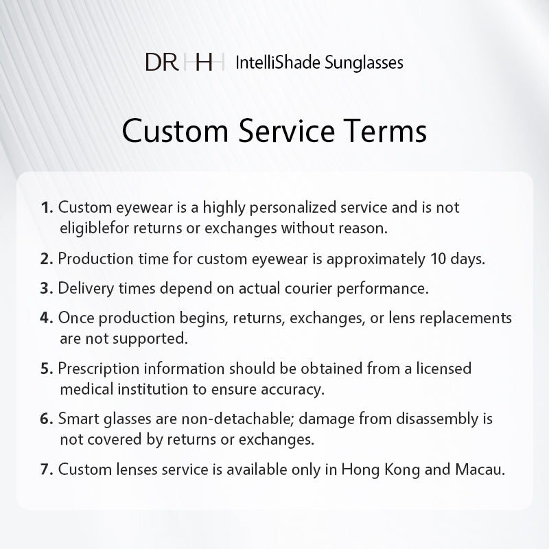Custom Eyewear Service (For custom eyewear services, please consult us via WhatsApp first)
