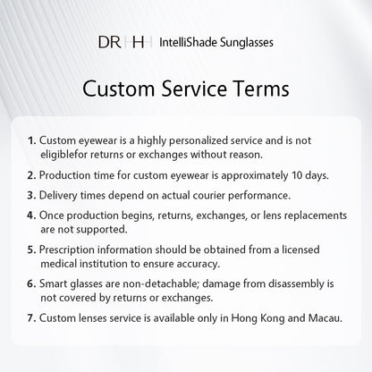 Custom Eyewear Service (For custom eyewear services, please consult us via WhatsApp first)